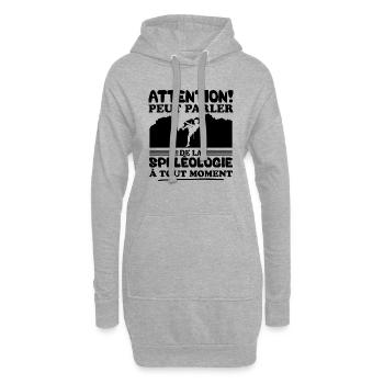 Parler de la spéléologie à tout moment - Sweat-shirt à capuche long Femme - gris chiné - Devant