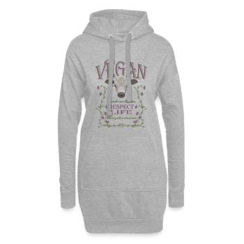 VEGAN - RESPECT LIFE - Hoodie-Kleid - Grau meliert - Vorne