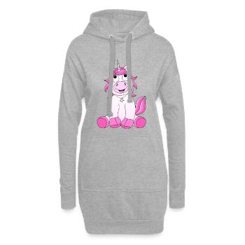 Einhorn pink - Hoodie-Kleid - Grau meliert - Vorne