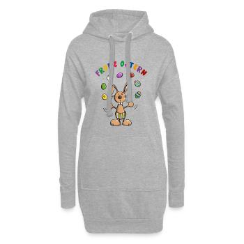 Frohe Ostern Osterhase mit Ostereiern - Hoodie-Kleid - Grau meliert - Vorne