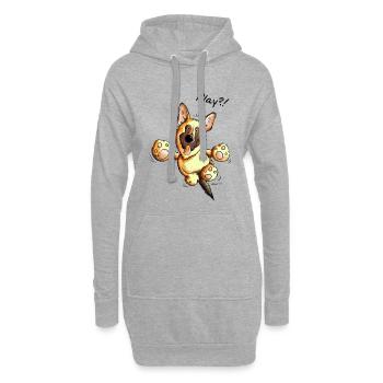 Berger allemand - Chien - Chiens - Cadeau - Sweat-shirt à capuche long Femme - gris chiné - Devant