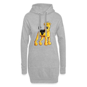Happy Airedale Terrier - Comic - Hund - Dog - Fun - Hoodie-Kleid - Grau meliert - Vorne