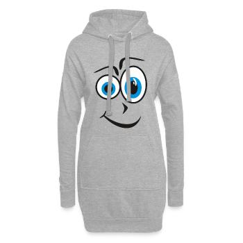 Visage aux yeux bleus curieux - Sweat-shirt à capuche long Femme - gris chiné - Devant
