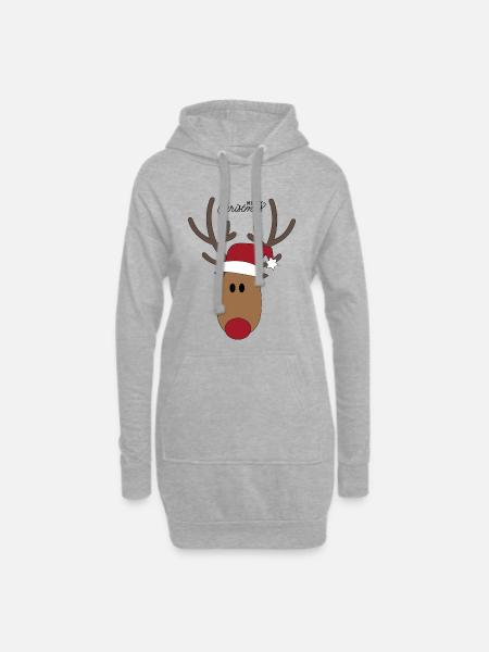 Weihnachten - Hoodie-Kleid - Grau meliert