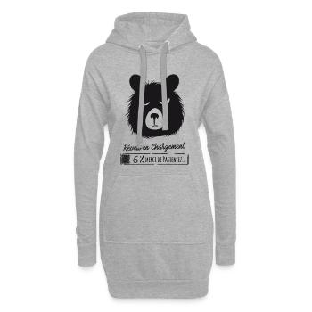 Réveil en chargement... Humour, réveil difficile ! - Sweat-shirt à capuche long Femme - gris chiné - Devant