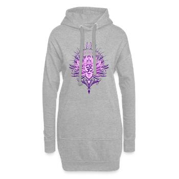 Fleur de lotus avec symbole Om et lune - Sweat-shirt à capuche long Femme - gris chiné - Devant