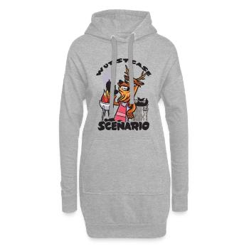 Scénario de cas de saucisse, saucisse bratwurst carbonisée - Sweat-shirt à capuche long Femme - gris chiné - Devant