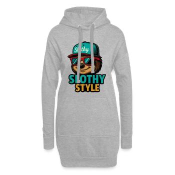 Style paresseux – Streetwear paresseux - Sweat-shirt à capuche long Femme - gris chiné - Devant