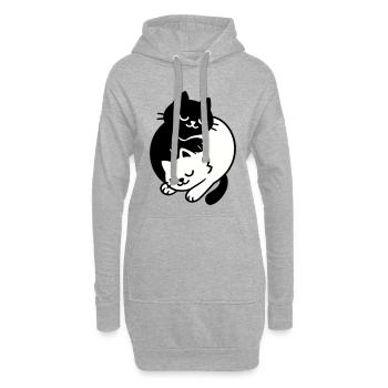 Ying-Yang Cats #2 - Hoodie-Kleid - Grau meliert - Vorne