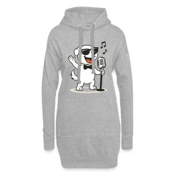 Chien karaoké cool - Sweat-shirt à capuche long Femme - gris chiné - Devant
