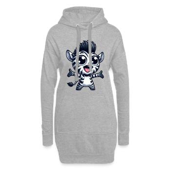 Fröhliches Zebra mit offenen Armen herzlich - Hoodie-Kleid - Grau meliert - Vorne