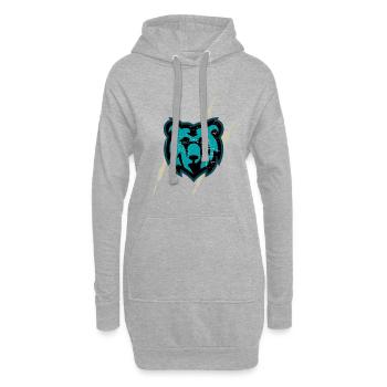 Holographischer und rauer Bärenkopf - Hoodie-Kleid - Grau meliert - Vorne