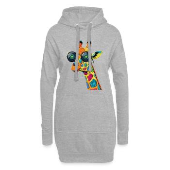 Girafe colorée avec des lunettes de soleil - Sweat-shirt à capuche long Femme - gris chiné - Devant