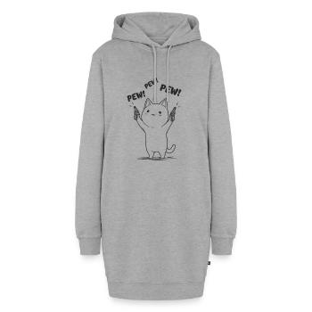 Kätzchen mit Pew Pew - Hoodie-Kleid - Grau meliert - Vorne