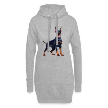 Starker Dobermann – Ausdrucksstarkes Dobie Design - Hoodie-Kleid - Grau meliert - Vorne