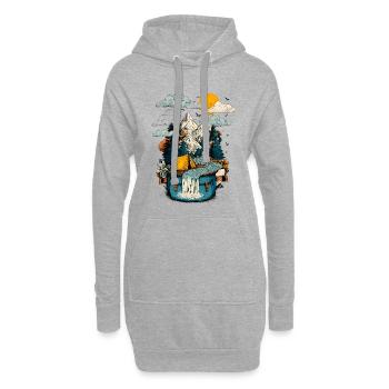 Mountain Lake Path - Camping Backpacker Motif - Hoodie Dress - heather grey - Front