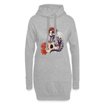 Manga Chibi Drache La Catrina Tag der Toten - Hoodie-Kleid - Grau meliert - Vorne