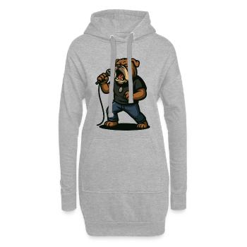 Chanteur de rock bouledogue avec art du microphone - Sweat-shirt à capuche long Femme - gris chiné - Devant