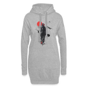 Roter Mond Snowboarder Silhouette - Hoodie-Kleid - Grau meliert - Vorne