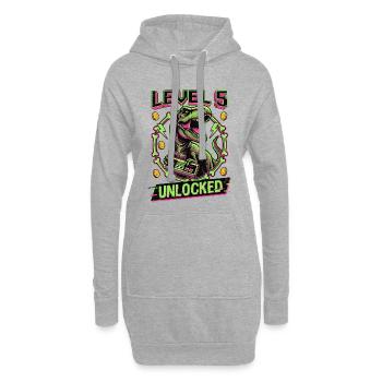 Level 5 Unlocked T-Rex - Hoodie-Kleid - Grau meliert - Vorne