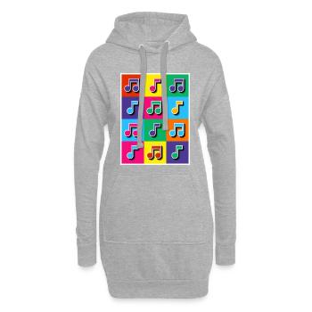 Pop-Art-Musiknoten Mosaik - Hoodie-Kleid - Grau meliert - Vorne