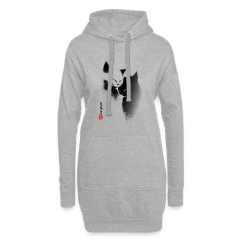 Amour des chats - Sweat-shirt à capuche long Femme - gris chiné - Devant