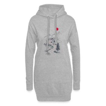 Roter Pfad durch Berglandschaft - Hoodie-Kleid - Grau meliert - Vorne