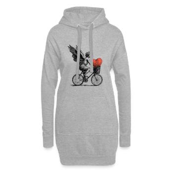 Ange du cœur à vélo - Sweat-shirt à capuche long Femme - gris chiné - Devant
