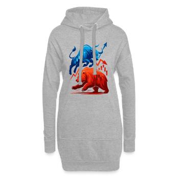 Stier gegen Bär Wall Street Börsenkampf Aktien - Hoodie-Kleid - Grau meliert - Vorne