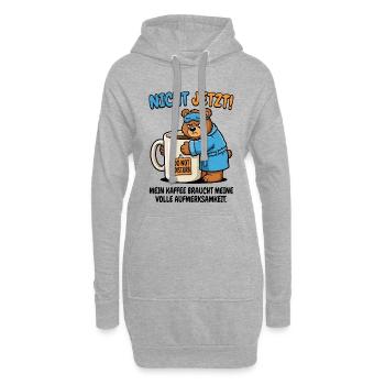 Nicht Jetzt Bär Kaffeezeit - Hoodie-Kleid - Grau meliert - Vorne
