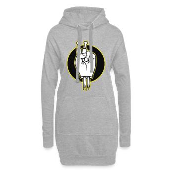 Bone Fingers Siegeszeichen - Hoodie-Kleid - Grau meliert - Vorne