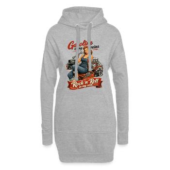 Retro Pin-up Hot Rod: Gasoline & Rock n Roll Soul - Hoodie-Kleid - Grau meliert - Vorne