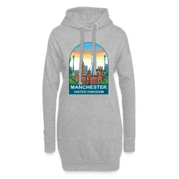 Art d’affiche de voyage Manchester Skyline UK - Sweat-shirt à capuche long Femme - gris chiné - Devant