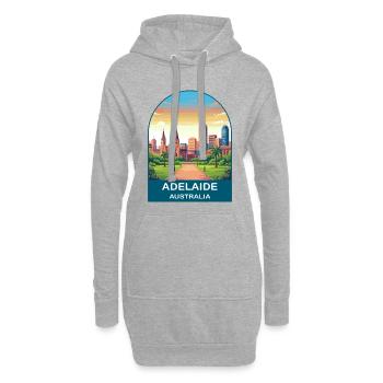 Adelaide Australien Stadt-Skyline-Reiseplakat - Hoodie-Kleid - Grau meliert - Vorne