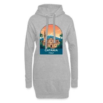 Art vintage de voyage de Catane, Italie - Sweat-shirt à capuche long Femme - gris chiné - Devant