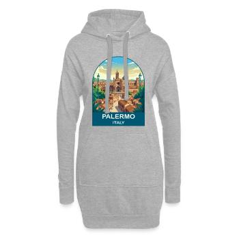 Palermo Italien Vintage-Reiseplakat-Kunst - Hoodie-Kleid - Grau meliert - Vorne