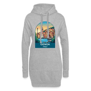 Art d’affiches de voyage vintage à Gênes, Italie - Sweat-shirt à capuche long Femme - gris chiné - Devant
