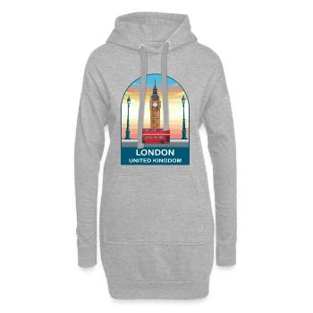 London UK Vintage Travel Poster Art - Hoodie-Kleid - Grau meliert - Vorne