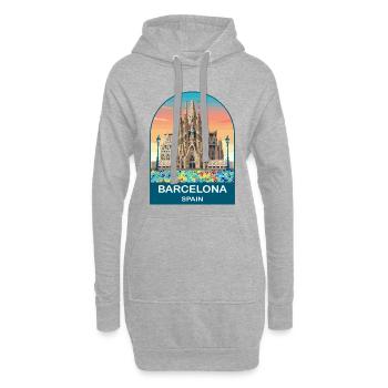 Affiche de voyage vintage de Barcelone, Espagne - Sweat-shirt à capuche long Femme - gris chiné - Devant