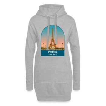 Paris France Affiche de voyage vintage de la Tour Eiffel - Sweat-shirt à capuche long Femme - gris chiné - Devant