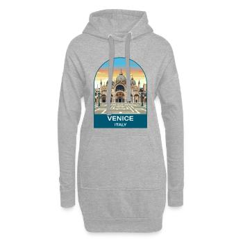 Art vintage de voyage de Venise en Italie - Sweat-shirt à capuche long Femme - gris chiné - Devant