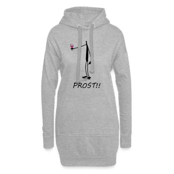 Lustiges Saufshirt, Prost, saufen, Stickman - Hoodie-Kleid - Grau meliert - Vorne