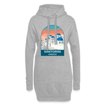 Santorini Griechenland Vintage-Reiseplakat - Hoodie-Kleid - Grau meliert - Vorne