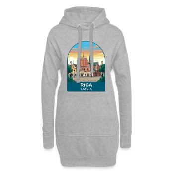 Riga, Lettland Vintage-Reiseposter-Kunst - Hoodie-Kleid - Grau meliert - Vorne