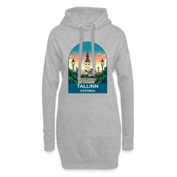Tallinn Estland Vintage-Reiseplakat-Kunst - Hoodie-Kleid - Grau meliert - Vorne
