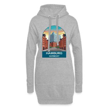 Hamburg, Deutschland, Elbphil-Harmonie, Reisekunst - Hoodie-Kleid - Grau meliert - Vorne