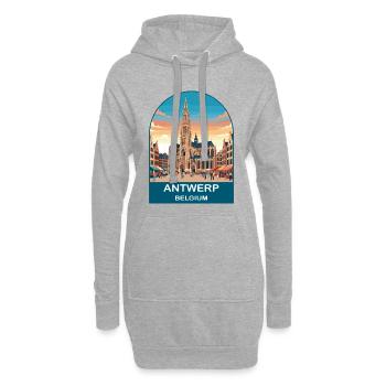 Art d’affiches de voyage vintage à Anvers en Belgique - Sweat-shirt à capuche long Femme - gris chiné - Devant
