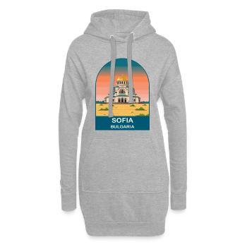 Sofia Bulgarien Vintage-Reiseplakat-Kunst - Hoodie-Kleid - Grau meliert - Vorne