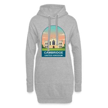 Cambridge UK Vintage-Reiseplakat-Kunst - Hoodie-Kleid - Grau meliert - Vorne