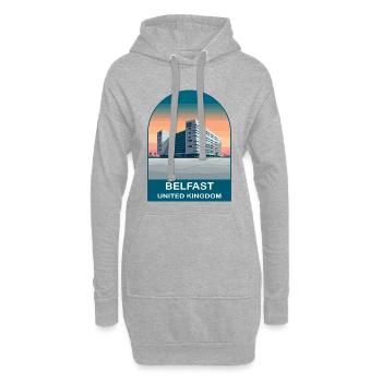 Belfast UK Vintage-Reiseplakat-Kunst - Hoodie-Kleid - Grau meliert - Vorne